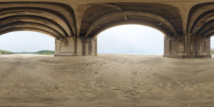 全景·海滩阴天桥